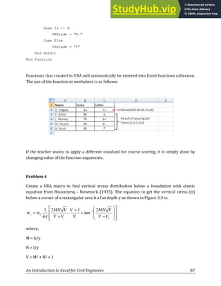 An Introduction To EXCEL For Civil Engineers From Engineering Theory To ...