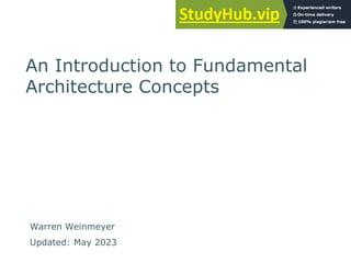 An Introduction to Fundamental
Architecture Concepts
Warren Weinmeyer
Updated: May 2023
 