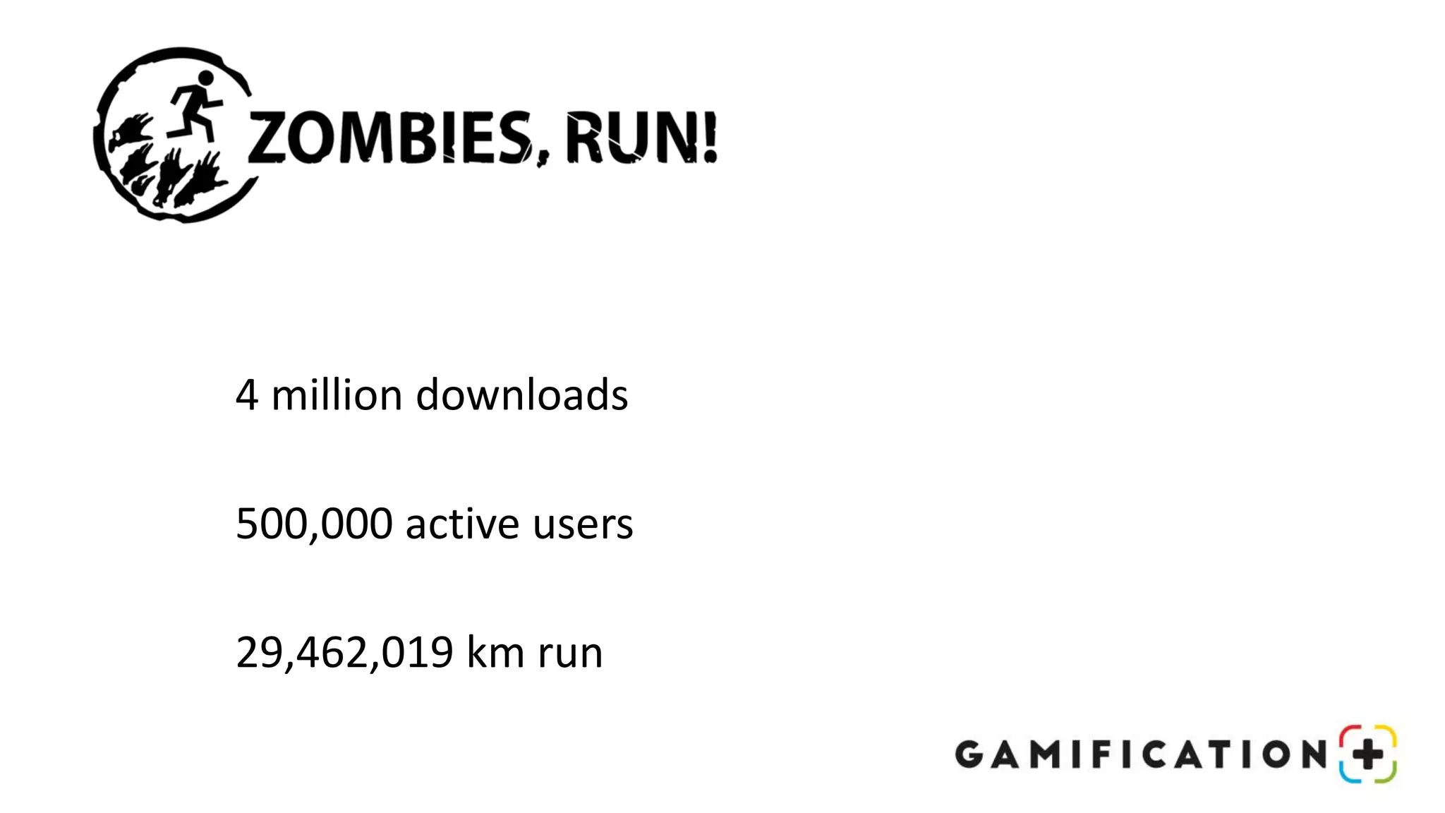 4 million downloads
29,462,019 km run
500,000 active users