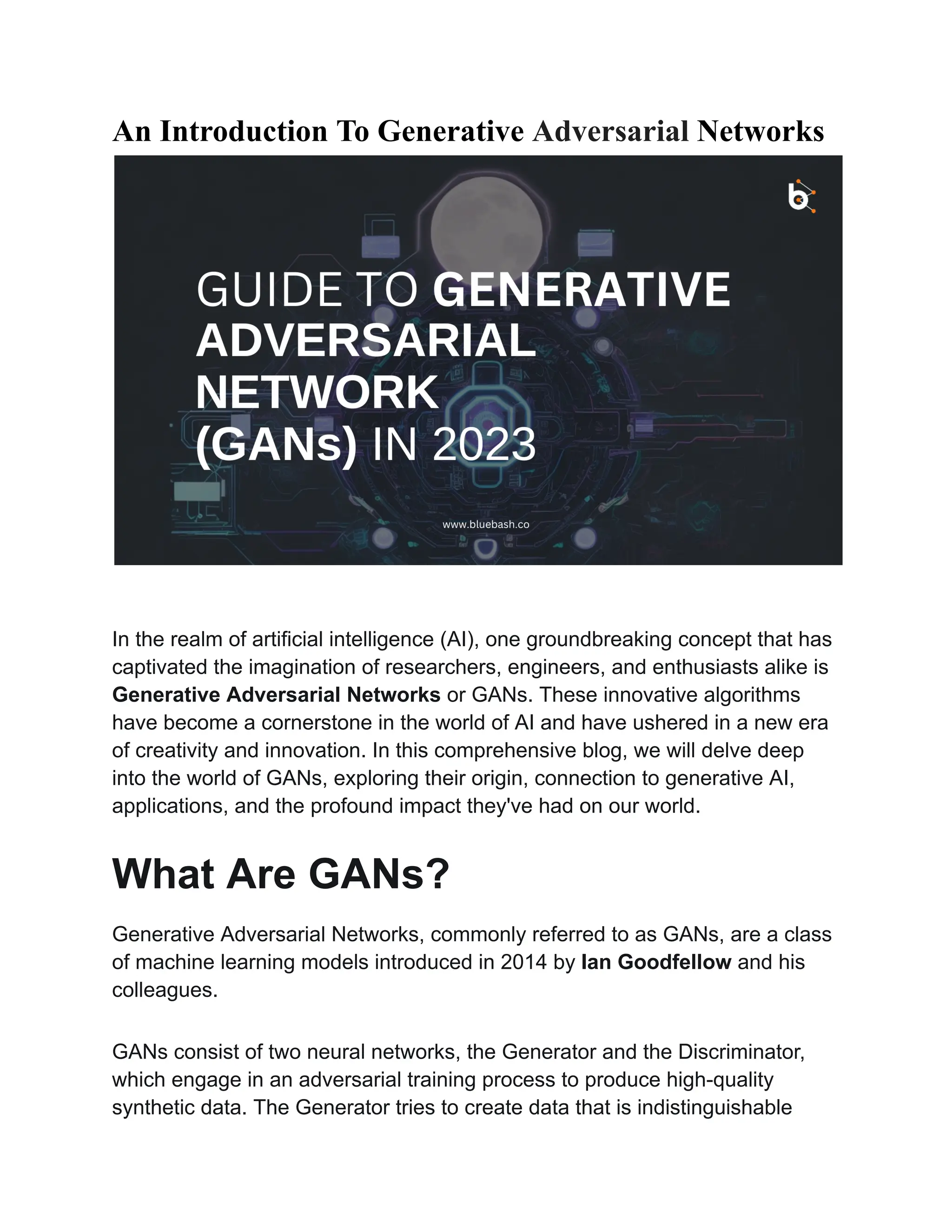 An Introduction To Generative Adversarial Networks | PDF