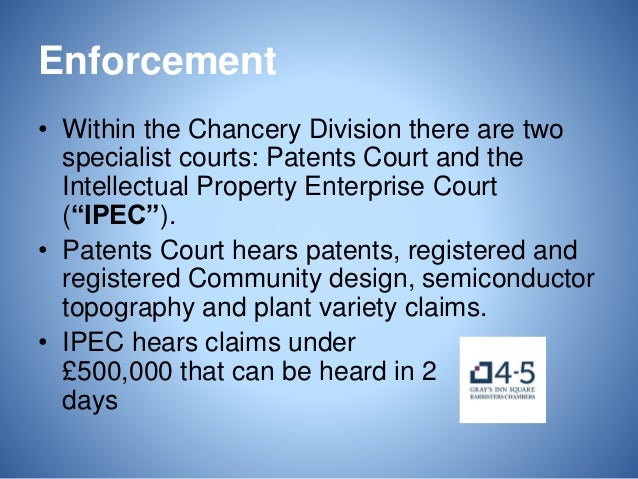 Intellectual Property Enterprise Court Chancery Division Intellectual Property Enterprise Court Chancery Division