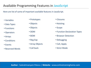 An overview of JavaScript | PPT