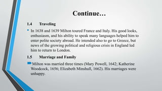 John Milton and his age