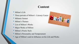 John Milton and his age