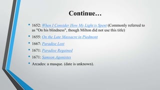 John Milton and his age