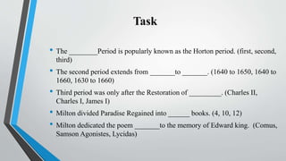 John Milton and his age