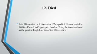 John Milton and his age