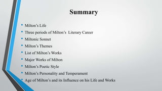 John Milton and his age