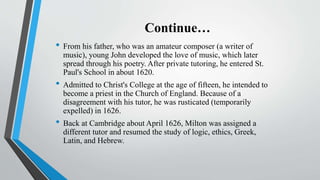 John Milton and his age