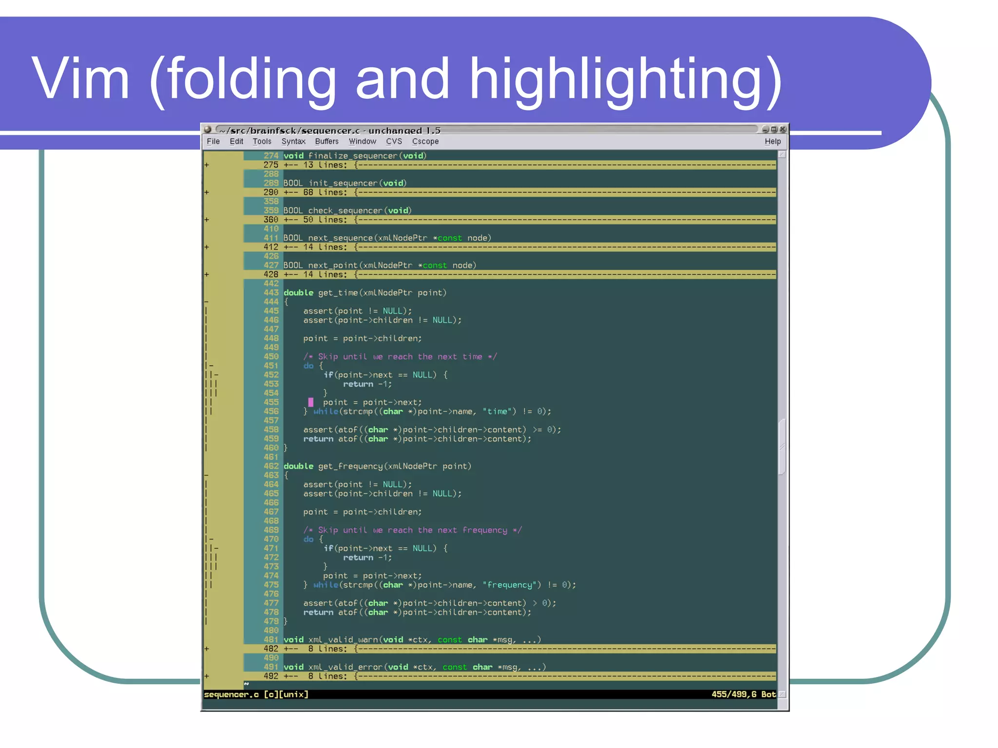 Vim (folding and highlighting) 