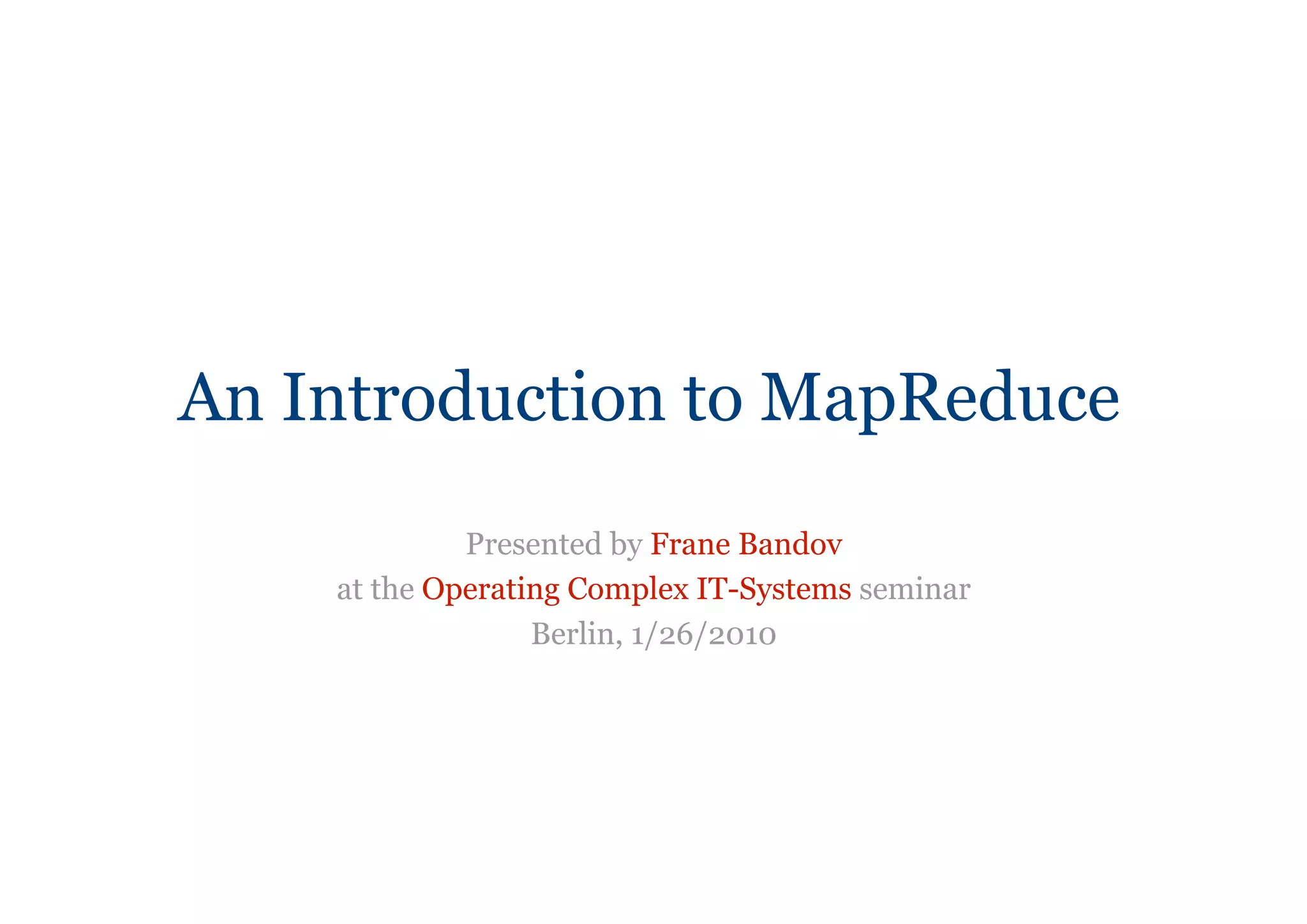 An Introduction to MapReduce | PPT