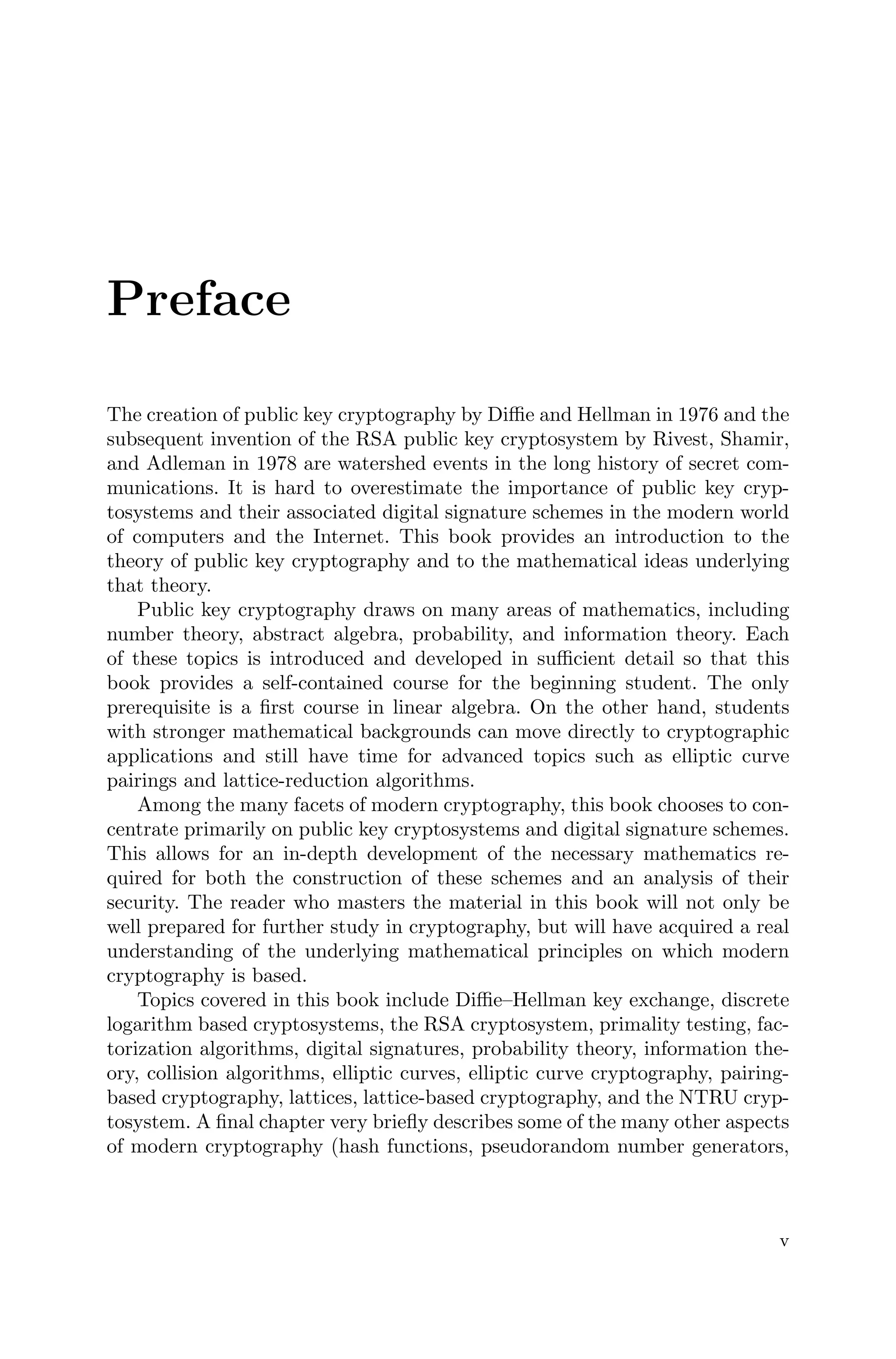 An introduction to mathematical cryptography springer pdf
