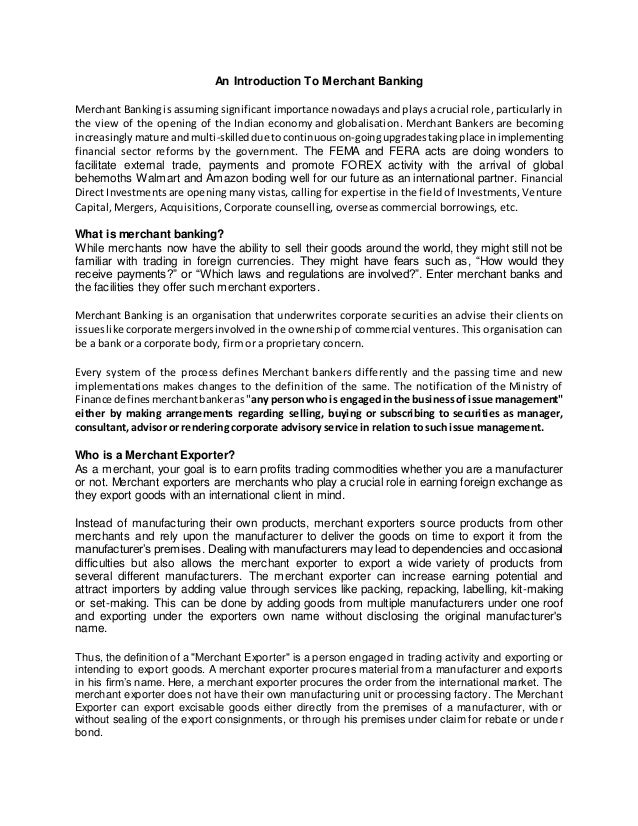 An Introduction To Merchant Banking