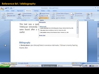 Reference list / bibliography




                                (1)
 