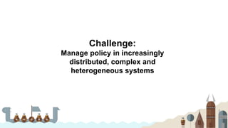 Challenge:
Manage policy in increasingly
distributed, complex and
heterogeneous systems
 