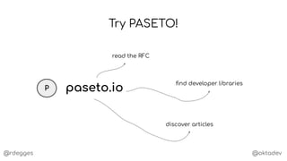 @rdegges @oktadev
Try PASETO!
P paseto.io
read the RFC
ﬁnd developer libraries
discover articles
 