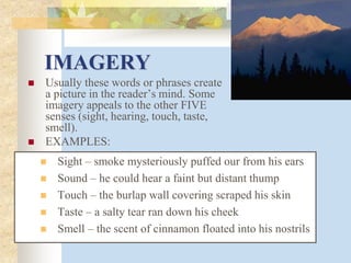 Imegery Examples An introduction to poetry terms and types | PPTX
