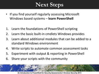 An Introduction to PowerShell for Security Assessments | PPT