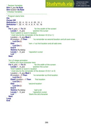 286
' Declare Variables
Dim X_pos As Byte
Dim location As Byte
' Initialise Variables
'------------------------------------------------------------------
' Program starts here
Cls
Cursor Off
Deflcdchar 0 , 32 , 4 , 10 , 4 , 6 , 20 , 10 , 1
Deflcdchar 1 , 32 , 4 , 10 , 4 , 6 , 4 , 10 , 18
Do
For X_pos = 1 To 20 'for the wodth of the screen
Locate 1 , X_pos 'position the cursor
'find if odd(0) or even(1) location
'-mod returns the remainder of the division I/2 (0 or 1)
Location = X_pos Mod 2
If Location = 0 Then 'no remainder so second location and all even ones
Lcd Chr(0)
Else 'rem =1 so first location and all odd ones
Lcd Chr(1)
End If
Waitms Rundelay
Locate 1 , X_pos 'reposition cursor
Lcd " "
Next
'for a 3 stage animation
'- define your third character here
For X_pos = 1 To 20 'for the width of the screen
Locate 1 , X_pos 'position the cursor
'find if odd(0) or even(1) location
'-mod returns the remainder of the division I/3 (0,1 or 2)
Location = X_pos Mod 3
If Location = 0 Then 'no remainder so third location
Lcd Chr(0)
Elseif Location = 1 Then 'first location
Lcd Chr(1)
Else 'second location
Lcd Chr(2)
End If
Waitms Rundelay 'wait a bit
Locate 1 , X_pos 'reposition cursor
Lcd " " 'blank the old character
Next
Loop
End
 