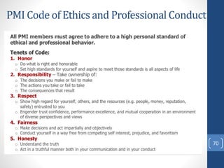 PMI Code of Ethics and Professional Conduct
70
 