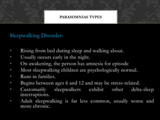 Parasomnia Types Psychiatry- Classification of Mental Disorders, Symtoms and Treatment ...