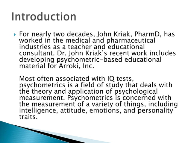 An Introduction to Psychometrics | PPTX | Science