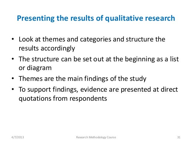 examples of presenting qualitative research findings