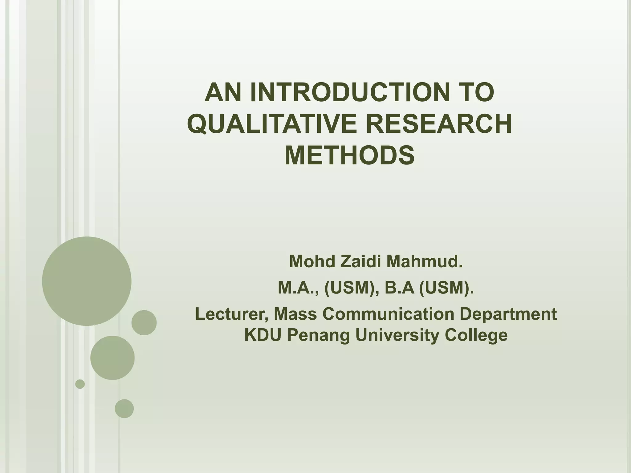 An Introduction To Qualitative Research