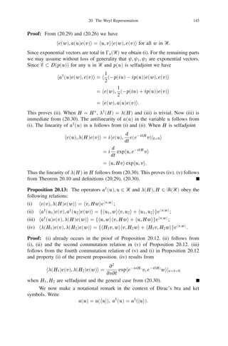 19 The Fock Spaces                                                 131


where the right hand side as a stochastic process is the well-known exponential
martingale of classical stochastic calculus.
      A multidimensional analogue of this example can be constructed as follows.
Suppose fw(t) = (w1 (t), w2 (t), . . . , wn (t))jt  0g is the n-dimensional standard
Brownian motion process whose probability measure in the space of continuous
sample paths with values in ‫ޒ‬n is P 
 . Let fej j1  j  ng be the canonical
                                           n
                              n
basis of column vectors in ‫ . ރ‬Then there exists a unique unitary isomorphism
U : 0s (L2 (‫ރ 
 ) +ޒ‬n ) ! L2 (P 
n ) satisfying
       X     n
     Ue f (] )
     [   (         t
                       j
                           
 ej )](w) = exp
                                                   X n
                                                         f
                                                             Z   t
                                                                     f (j) (s)dwj (s) 0 1
                                                                                            Z   t
                                                                                                    f (j) (s)2 dsg
                                                                                       2
            =j 1                         j =1                0                              0


for all f (j ) in L2 (‫ ,) +ޒ‬j = 1, 2, . . . , n.

Example 19.10: Let  be the Poisson distribution with mean value  in the space
Z+  of non-negative integers. In L2 () consider the generating function of the
Charlier-Poisson polynomials deﬁned by
                                p z    1
                               z )x = X z n  (, x), x 2 Z .
                           e0          (1 +   p
                                           n! n              +          (19.12)
                                      n=0

Then there exists a unique unitary isomorphism U : 0s (‫ ! )ރ‬L2 () satisfying

                 [Ue(z )](x) = e
                                 0p z (1 + p )x for all z 2 ‫.ރ‬
                                             z                          (19.13)
                                              
Under this isomorphism
                          U (1, 0, 0, . . .) = 1,
              U (0, 0, . . . , 0, 1, 0, . . .) = (n!)0 n (, x), n = 1, 2, . . .
                                                                      1
                                                                      2


where 1 appears in the n-th position and n = 0, 1, 2, . . . , and in particular,
f(n!)0 n (, x)jn = 0, 1, 2, . . .g is an orthonormal basis in L2 ().
         1
         2



Example 19.11: Let fN (t)jt  0g be the Poisson process with stationary inde-
pendent increments, right continuous trajectories and intensity parameter  and let
its distribution be described by the probability measure P . Then

           P fN (t) 0 N (s) = j g = e0(t0s) [(t j ! s)] , j = 0, 1, 2, . . .
                                                           0 j

and the conditional distribution of the jump points 0  1  2  1 1 1  n  t,
given the fact that the process has n jumps in [0, t], is uniform in the simplex
fsj0  s1  1 1 1  sn  tg. This enables us to construct a natural unitary
isomorphism U between 0s (L2 (‫ )) +ޒ‬and L2 (P ) by putting for every t  0
                                R
   [Ue(ft] )](N ) = e
                        0p f (s)ds 5   t
                                                          [N (s+) 0 N (s0)]
                                                                            f (s)g (19.14)
                                               0st f1 +        p
                                                                   
                                        0
 