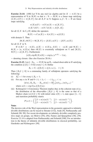 140         Chapter II: Observables and States in Tensor Products of Hilbert Spaces


Proof: For any v , w in Ᏼ deﬁne
       B (v , w ) = ke(v ) 0 e(w)k2 + kp(u)(e(v ) 0 e(w )k2
               =   ke(v ) 0 e(w)k2
                        @2
                   +        hW (su)(e(v ) 0 e(w)), W (tu)(e(v ) 0 e(w))ijs=t=0
                       @s@t
Then B (v , w) is a continuous function of v and w. Thus any element of the form
(e(w ), p(u)e(w ))  in G(p(u)) can be approximated by a sequence of the form
f(e(vn ), p(u)e(vn ))g when vn 2 S . The rest is immediate from (ii) in Proposition
20.4.

Corollary 20.6: The linear manifold of all ﬁnite particle vectors in                  0s (Ᏼ)    is a
core for every observable p(u), u 2 Ᏼ.

Proof: This follows easily from Proposition 20.3, 20.4.

Proposition 20.7: For any observable H in Ᏼ let (H ) denote its differential
second quantization in 0s (Ᏼ). Then the following holds;
(i)    Ᏹ(D(H ))  D((H ));
(ii)   Ᏹ(D(H 2 )) is a core for (H );
(iii) For any two bounded observables H1 , H2 in Ᏼ and any v in Ᏼ
                          i[(H1 ), (H2 )]e(v ) = (i[H1 , H2 ])e(v ).

Proof: Let u 2 D(H ). Stone’s Theorem implies that the map t ! e0itH u is
differentiable. By Proposition 20.2 the map t ! e0it(H ) e(u) = e(e0itH u) is
differentiable. Hence e(u) 2 D((H )). This proves (i).
     If v 2 D(H 2 ) then t ! e0itH v is twice differentiable and Proposition 20.2
implies that t ! e0it(H ) e(v ) is a twice differentiable map and hence e(v ) 2
D((H )2 ). Now we proceed as in the proof of (ii) in Proposition 20.4. Let 2
D((H )) be such that ( , (H ) ) is orthogonal to (e(v ), (H )e(v )) for all v 2
D(H 2 ). Then
                      h , e(v )i + h(H ) , (H )e(v )i = 0.
Since e(v ) 2 D((H )2 ) we have
                     h , f1 + (H )2 ge(v )i = 0 for all v 2 D(H 2 ).                    (20.18)

    ~
                          L                             ~
Let Ᏼn denote the n-particle subspace in 0s (Ᏼ) and let En be the projection
                       1 n (H ) where n (H ) is the generator of the n-fold
   ~
on Ᏼn . Then (H ) = n=0
tensor product e0itH 
 1 1 1 
 e0itH restricted to Ᏼn . Since e(tv ) =
                                                   ~
                                                                                 L1   n=0 t
                                                                                              n v

                                                                                                pnn!
we obtain by changing v to tv in (20.18)
            hEn , (1 + n (H )2 )v 
 i = 0,
                                       n
             ~                                     n = 1, 2, . . . , v 2 D(H 2 ).
 