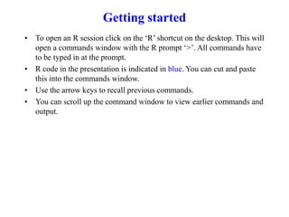 Starting The Computer R An introduction to R is a document useful | PPT