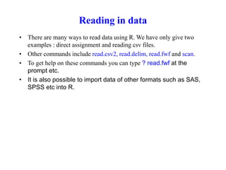 Read Csv2 R An introduction to R is a document useful | PPT