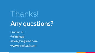 Thanks!
Any questions?
Find us at:
@ringlead
sales@ringlead.com
www.ringlead.com
 