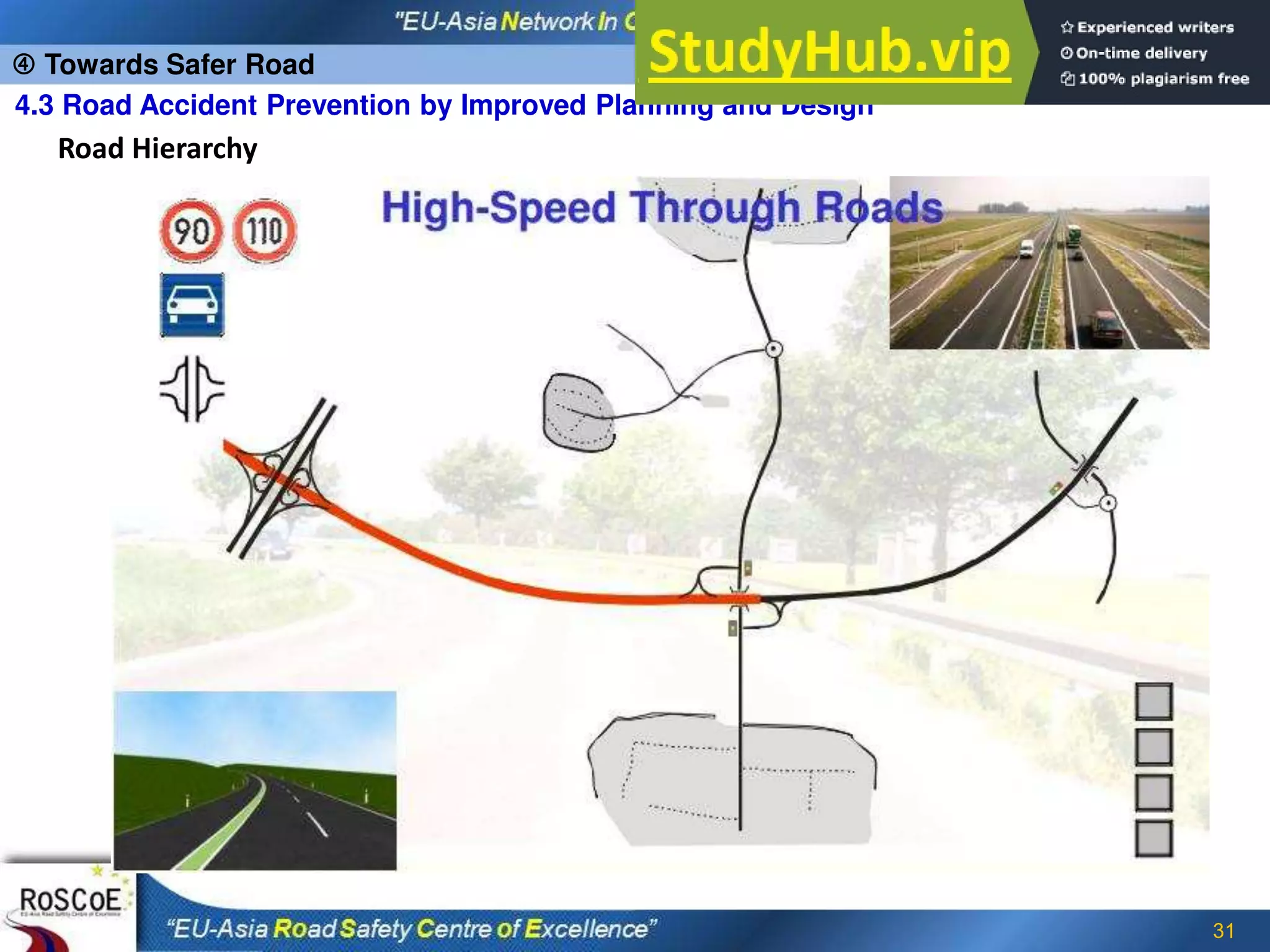 31
Road Hierarchy
 Towards Safer Road
4.3 Road Accident Prevention by Improved Planning and Design
 