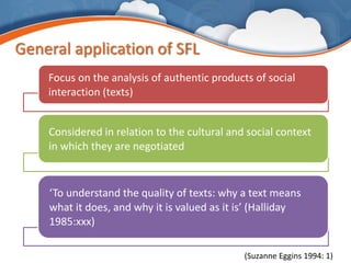 An introduction to Systemic Functional Linguistics | PPTX