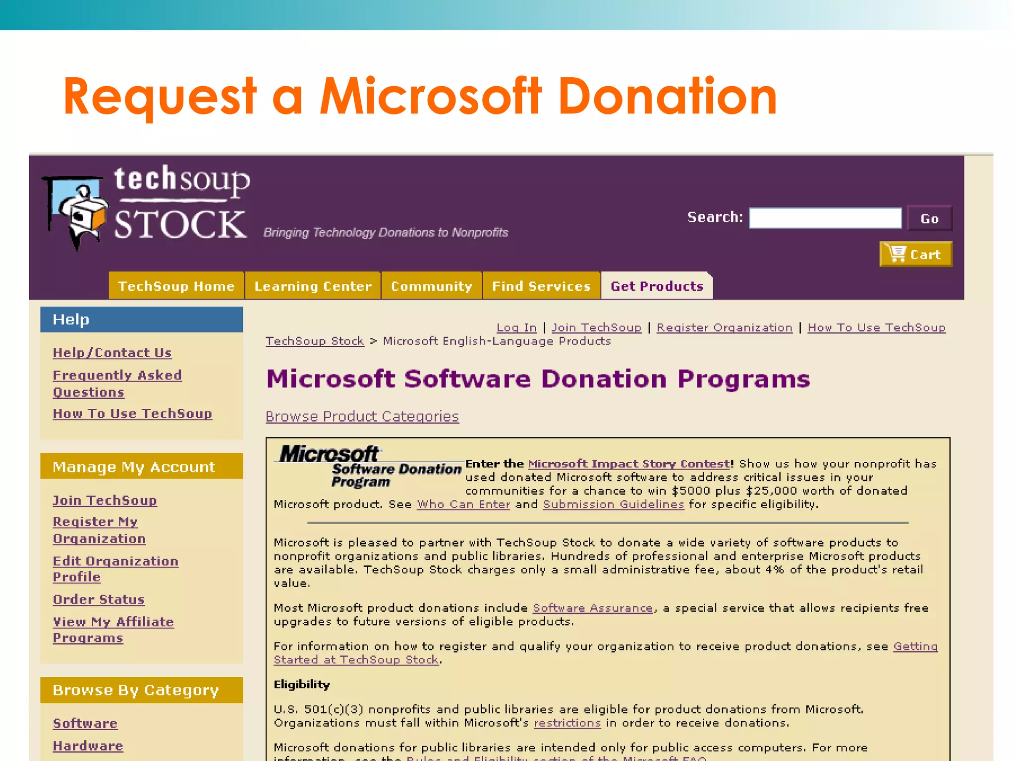 Request a Microsoft Donation 