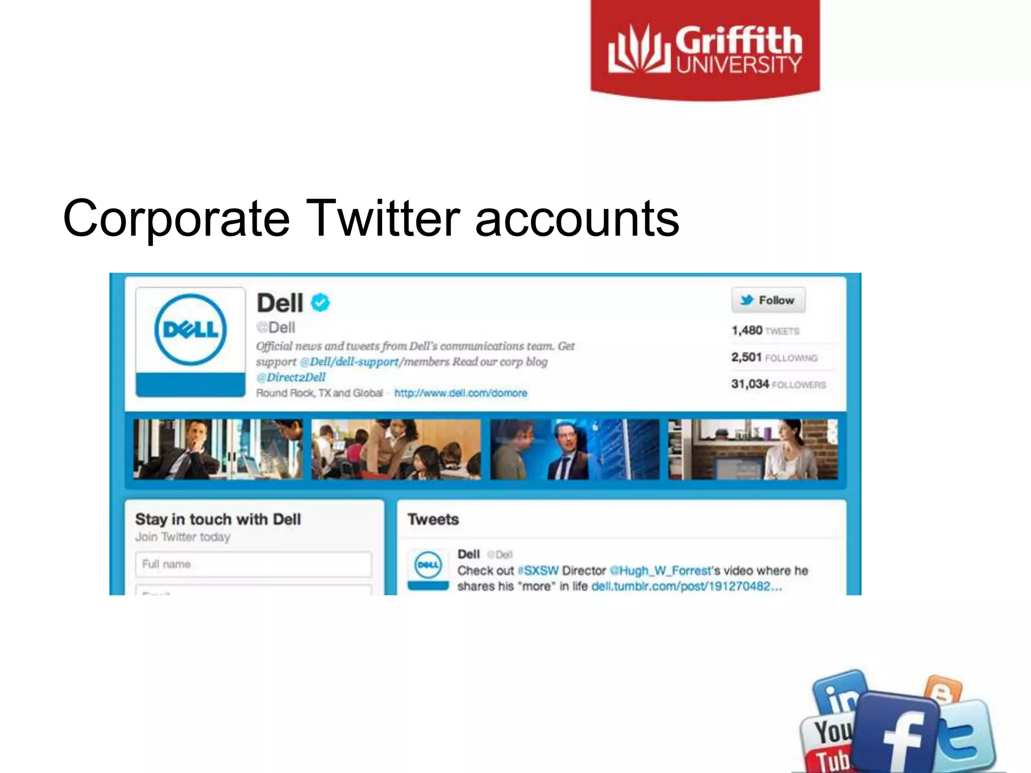 Corporate Twitter accounts
 