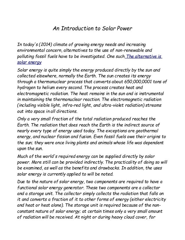 ≡Essays on Solar Energy. Free Examples of Research Paper Topics, Titles GradesFixer