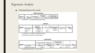 Regression Analysis
■ Clicking OK gives the result.
 