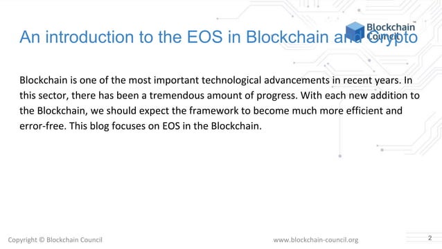 An introduction to the EOS in Blockchain and Crypto | PPT