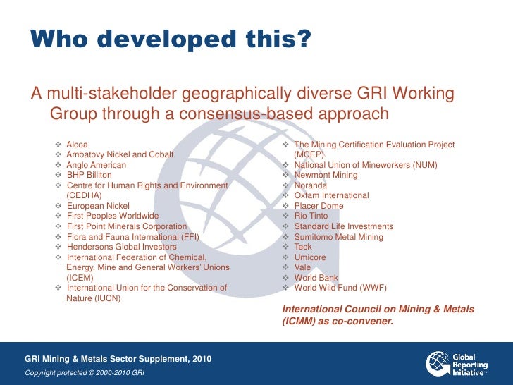 An Introduction to the GRI Mining & Metals Sector Supplement