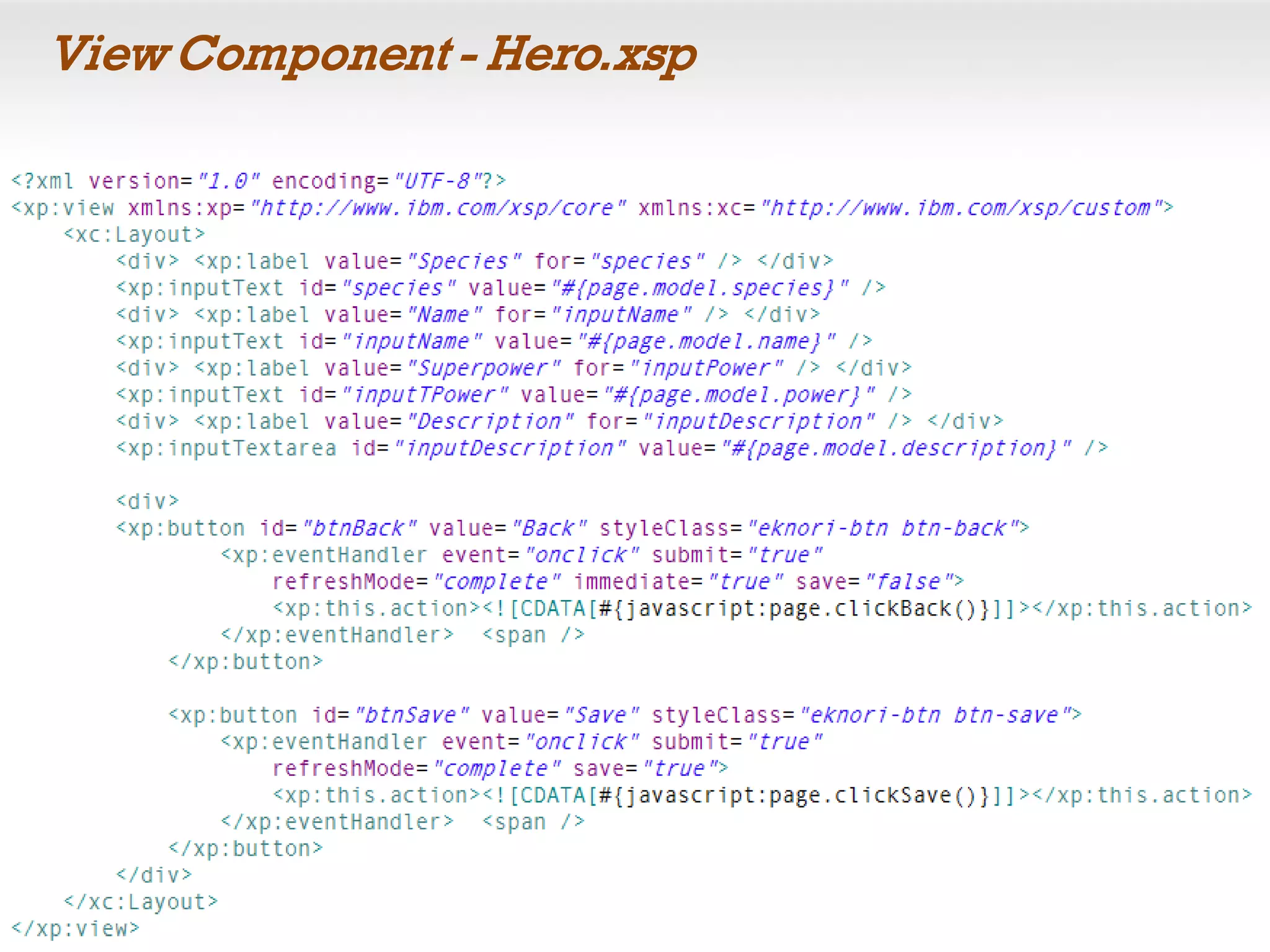 View Component - Hero.xsp
 
