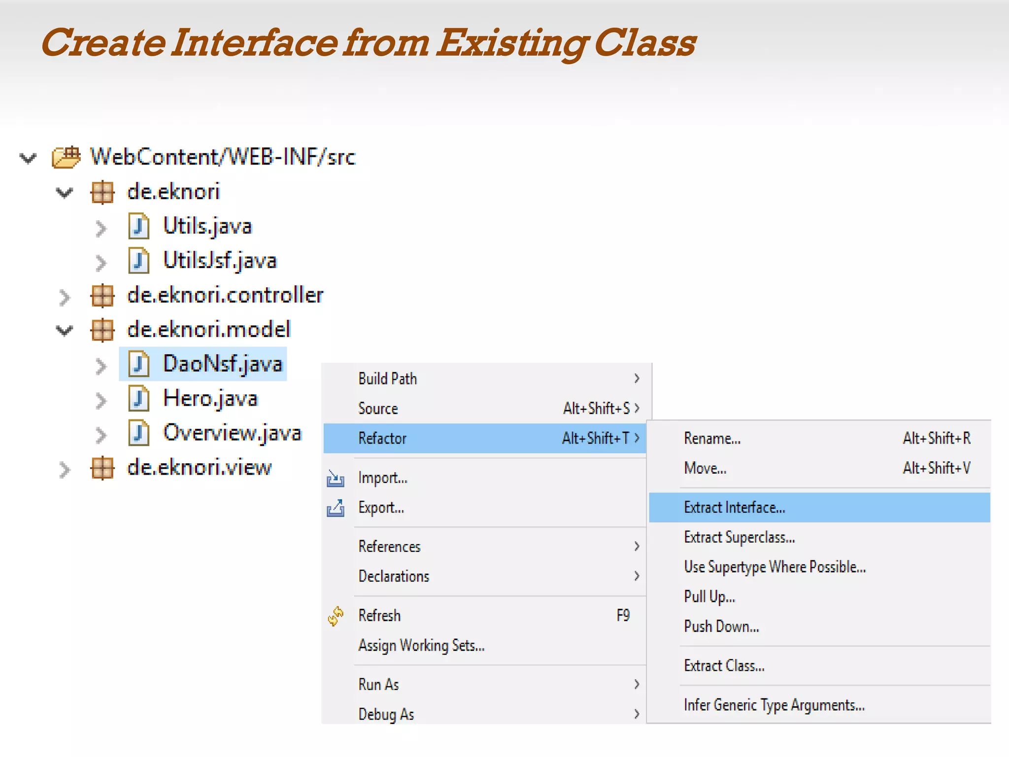 Create Interface from Existing Class
 