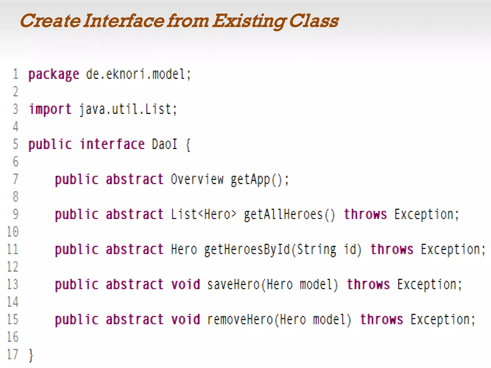 Create Interface from Existing Class
 