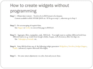 An Introduction To The Use Of Widgets in libraries | PPT