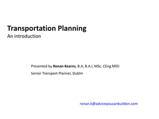An introduction to transport planning rev 1 | PPTX