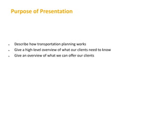 An introduction to transport planning rev 1 | PPTX
