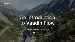 Java Saigon January 2019 | January 17, 2019
Mikaël Geljić
@mikaelgeljic
An Introduction 
to Vaadin Flow
 