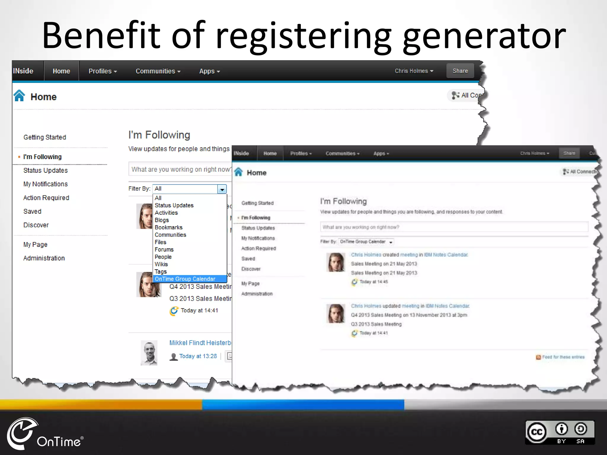 Benefit of registering generator
 