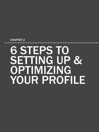19             How to use Twitter for business




   CHAPTER 2



   6 Steps to
   Setting up &
   optimizing
   your profile

Share This Ebook!



www.Hubspot.com
 
